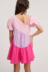 Pink Multi Delight Color-combi Mini Dress