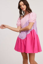 Pink Multi Delight Color-combi Mini Dress