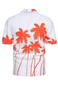 Orange Men Summer Beach Short Sleeve Shirts