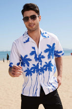 Blue Men Summer Beach Short Sleeve Shirts