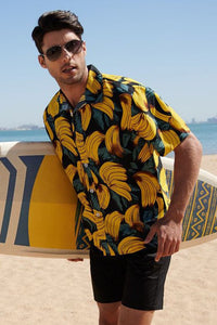 Yellow Men Summer Beach Short Sleeve Shirts