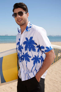 Blue Men Summer Beach Short Sleeve Shirts