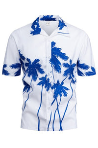 Blue Men Summer Beach Short Sleeve Shirts