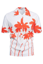 Orange Men Summer Beach Short Sleeve Shirts
