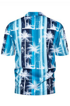 Dark Blue Mens Hawaiian Casual Button Down Floral Shirt
