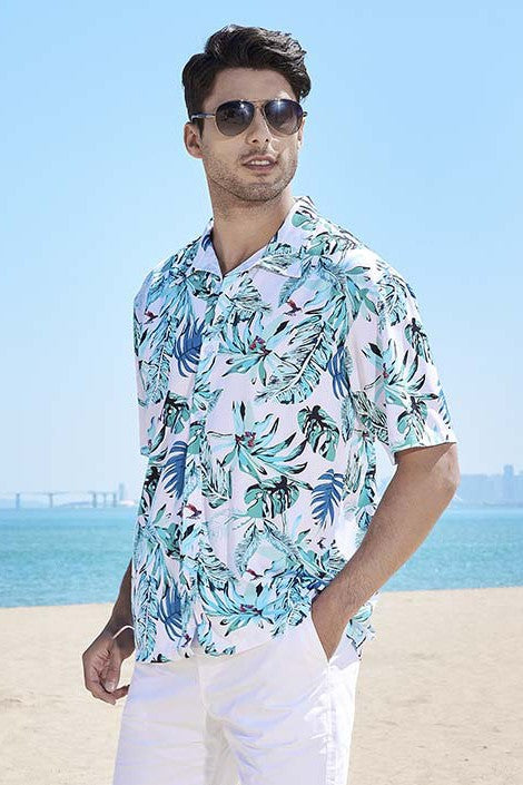 mens blue floral shirt