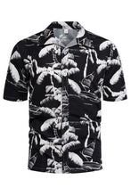 Black Men's Tropical Print Short Sleeve Hawaiian Shirt