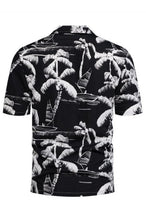 Black Men's Tropical Print Short Sleeve Hawaiian Shirt