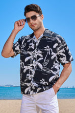 Black Men's Tropical Print Short Sleeve Hawaiian Shirt