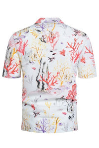 Pink Mens Regular Fit Short Sleeve Hawaiian Shirts