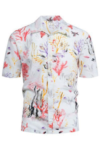Pink Mens Regular Fit Short Sleeve Hawaiian Shirts