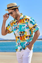 Green Mens Regular Fit Short Sleeve Hawaiian Shirts