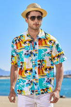 Green Mens Regular Fit Short Sleeve Hawaiian Shirts