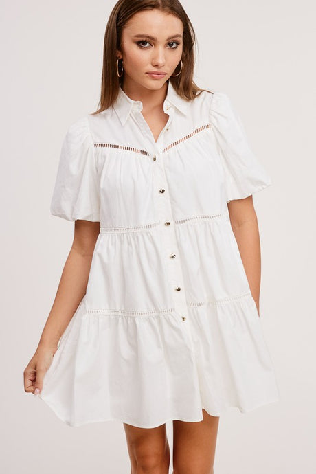 White Poplin Shirt Mini Dress
