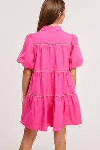 Fuchsia Poplin Shirt Mini Dress