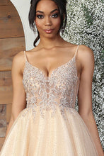 Champagne Deep V Neck Embroidered Illusion Top Cocktail Dress