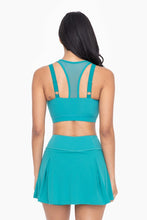 Teal Harness Mesh Hybrid Racerback Sports Bra