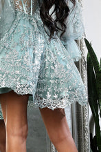 Sage Sweetheart Bustier Illusion Top Glitter Print Cocktail Dress
