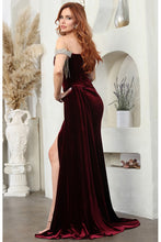 Burgundy Fringed Jewel Sleeve Bustier Top Velvet Dress