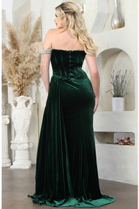 Hunter Green Fringed Jewel Sleeve Bustier Top Velvet Dress
