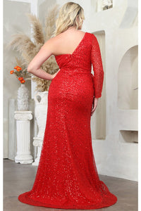 Red Asymmetric Sequin Mermaid Dress