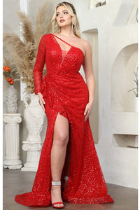 Red Asymmetric Sequin Mermaid Dress