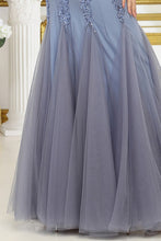 Dusty Blue Embellished Sweetheart Bustier Top Mermaid Dress