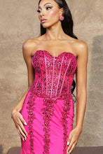 Magenta Embellished Sweetheart Bustier Top Mermaid Dress