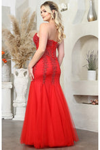 Red Embellished Sweetheart Bustier Top Mermaid Dress