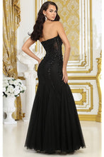 Black Embellished Sweetheart Bustier Top Mermaid Dress