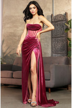 Magenta Strapless Bustier Illusion Top Velvet Dress