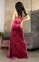 Magenta Strapless Bustier Illusion Top Velvet Dress