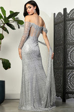 Silver Asymmetric Bustier Illusion Top Sequin Dress