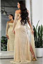 Gold Asymmetric Bustier Illusion Top Sequin Dress