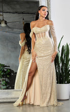 Gold Asymmetric Bustier Illusion Top Sequin Dress