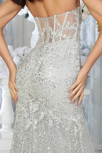 Silver Sweetheart Bustier Illusion Top Glitter/Sequin Dre