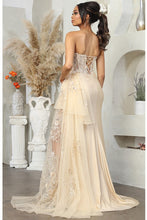 Champagne Bustier Embroidery Top Waist Cape Sheath Dress