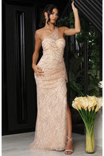 Champagne One Shoulder Glitter/Sequin Sheath Dress