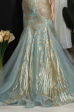 Sage Golden Glitter Print Mermaid Dress