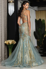 Sage Golden Glitter Print Mermaid Dress