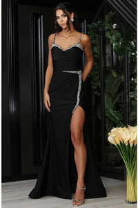 Black Jewel/Sequin Trim Stretch Sheath Dress