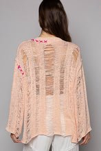 Peach Jam Stitch Detail Long Sleeve Distressed Sweater