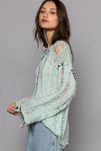 Lime Cream Stitch Detail Long Sleeve Distressed Sweater