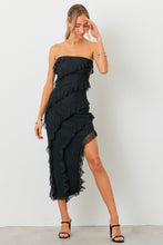Black Strapless Frill Dress