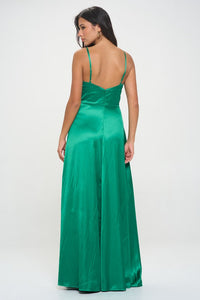 Kelly Green Solid Color Sleeveless Maxi Dress With Full Lining