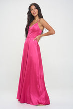 Magenta Solid Color Sleeveless Maxi Dress With Full Lining