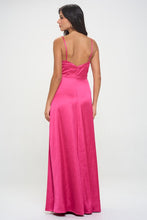 Magenta Solid Color Sleeveless Maxi Dress With Full Lining