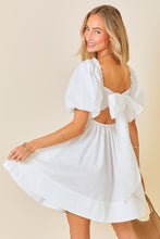 White Ruffle Square A-line Cotton Midi Dresses