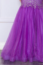 Purple Deep V Neck Sequin/Glitter Embellished Mermaid Dress