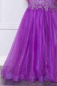 Purple Deep V Neck Sequin/Glitter Embellished Mermaid Dress